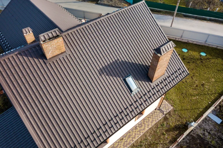 brown metal roof of house