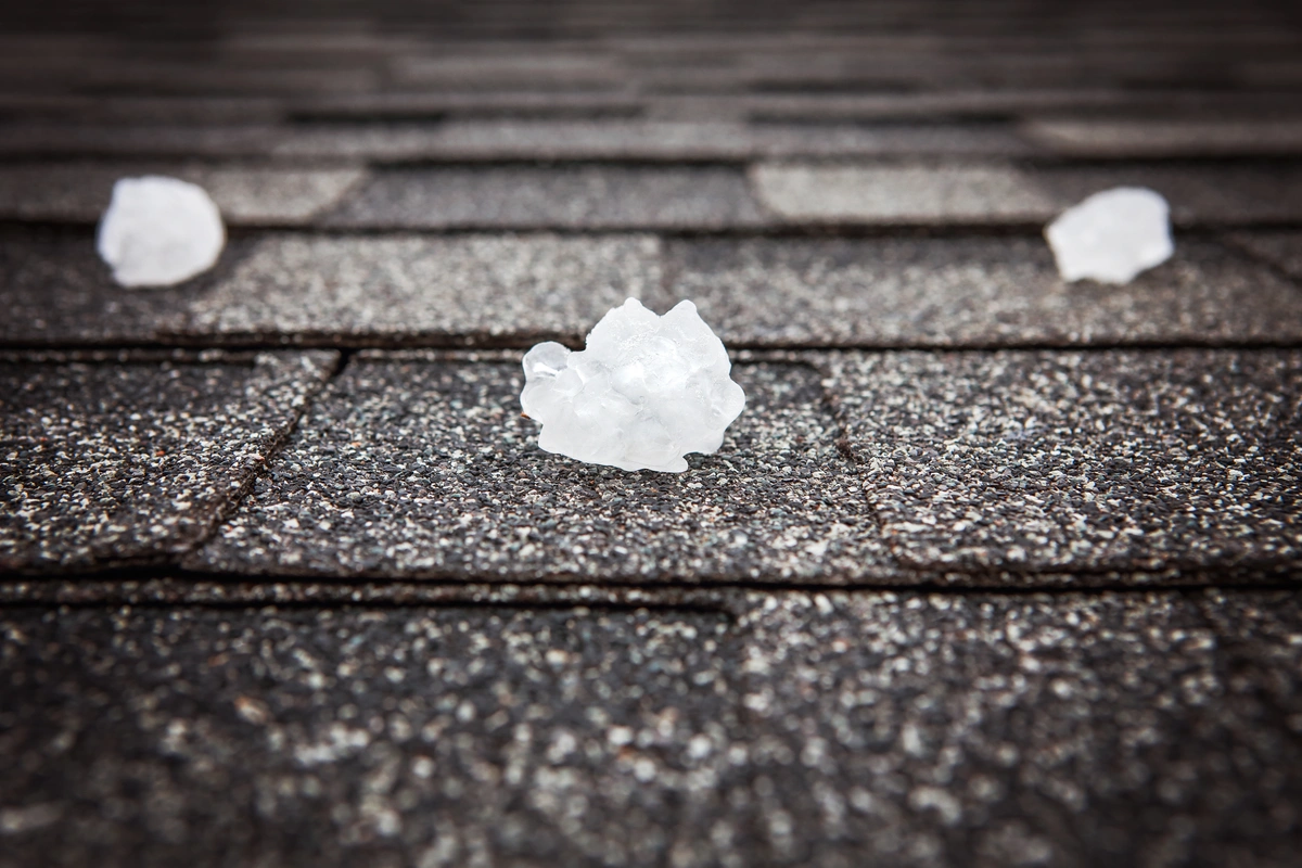 a close up view of hail on a roof